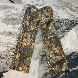 Vintage Rustic Ridge Hunting Pants Sz S Brown Realtree Camo Camping Outdoor
